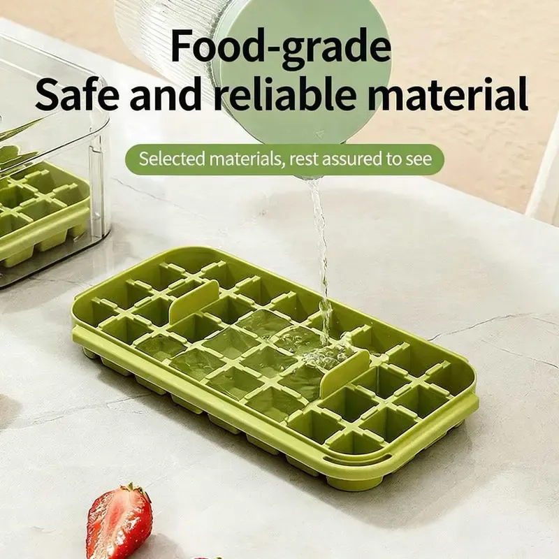 Large Capacity Round Ice Cube Tray Mold, Ice Cubes Maker, Food Grade Silicone Easy Release, Home Refrigerator Use, Includes Scoop, Durable & Reusable
