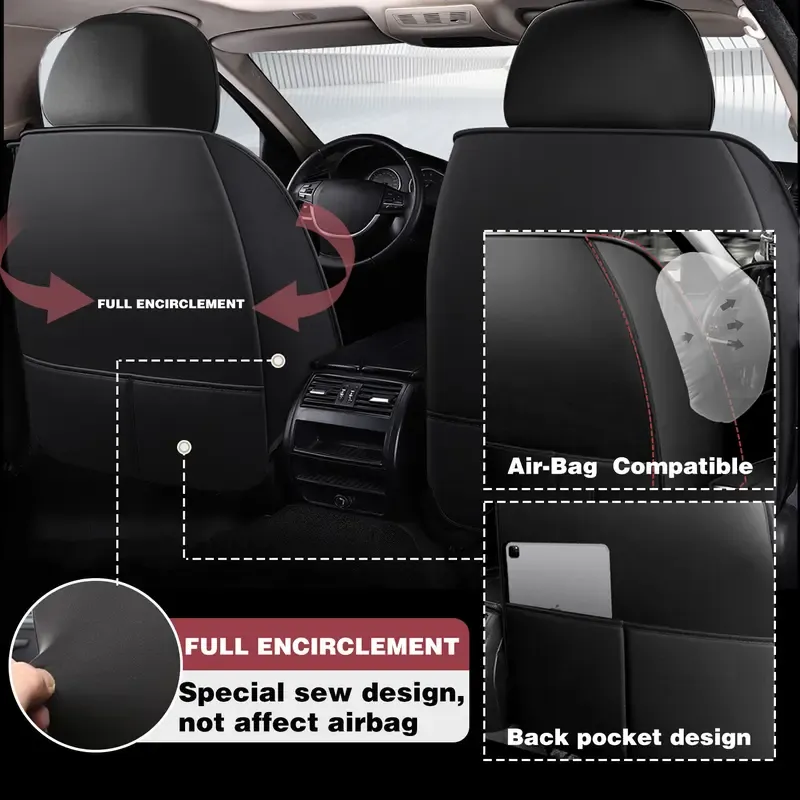 Arespark 5 Seats Car Seat Covers Full Set Waterproof Nappa Leather 40-60 Spilt Bench Cover Universal For Nissan  Honda  Civic  CRV  Hrv  Kia  Sorento  Toyota  Corolla  4Runner  Camry  Hyundai  Mazda (Full Set)