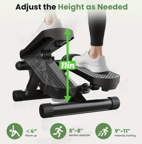 Mini Exercise Stepper with Resistance Bands - Compact Stair Stepper Machine for Home Use, Twist Motion Full Body Workout, 300LBS Capacity Portable Fitness Equipment