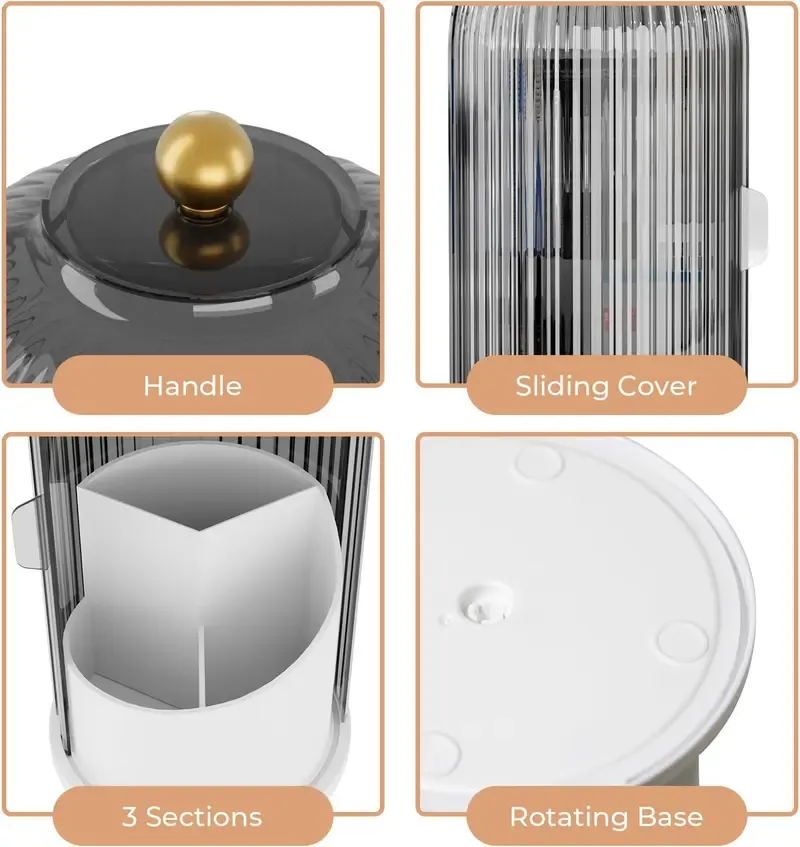 Dustproof Toothbrush Holders with Cover, Rotating Electric Toothbrush and Toothpaste Holder for Bathroom Countertop, 3 Slots Transparent Makeup Brushes Organizer for Vanity Dresser Bathroom & Office Makeup Brushes Holder, Beauty Organiser