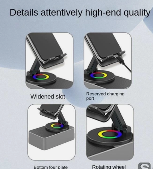 3-in-1 Foldable Phone Stand with Bluetooth Speaker & Power Bank - 360° Rotation