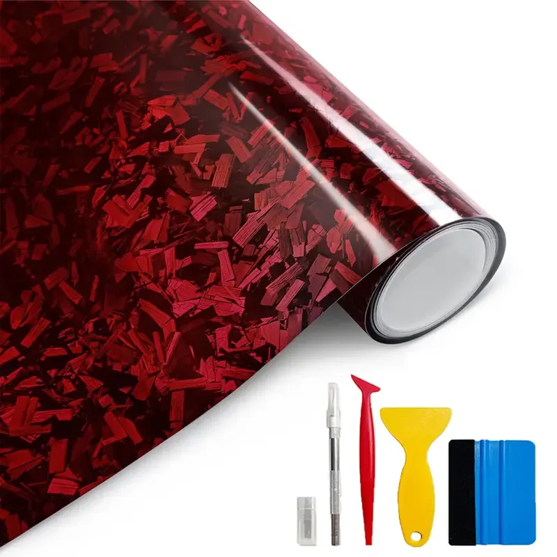 11.8in x118in Gloss Forged Carbon Fiber Car Wrap Vinyl Bubble Free Air Release Adhesive Car Wrap Film Roll DIY Decals ( 0.98 FT x 9.8 FT)