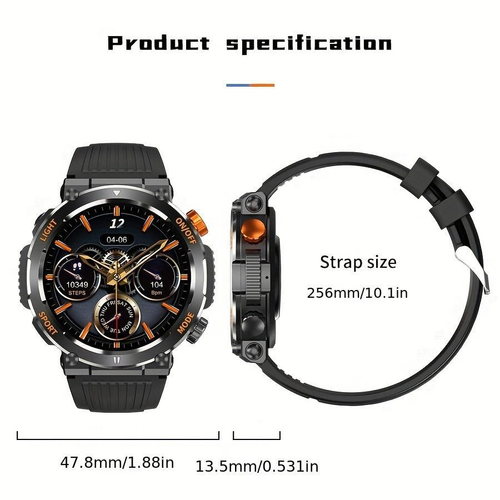 1.46 Inch HD Screen Smartwatch, Multi-functional Outdoor Sports Fitness Tracker, Wireless Receiving & Calling Multi-sport Mode Pedometer, Waterproof Watch with LED Light for Android  iOS Men & Women