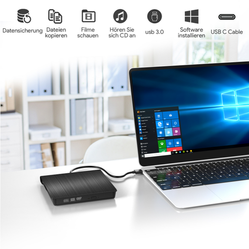 External DVD CD  DVD-ROM CD-RW Player Portable External CD-RW Drive DVD-RW Burner Recorder Player for Laptop Desktop Computer with Storage Bag
