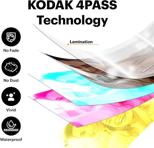 KODAK Mini 2 Retro 4PASS Portable Photo Printer 3-inch + 8 Sheets, Black Premium Quality- White