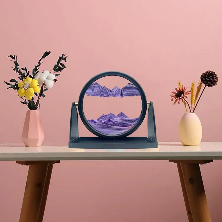 3D Moving Sand Art Frame | Rotating Liquid Sandscape Decor for Stress Relief & Desk Display