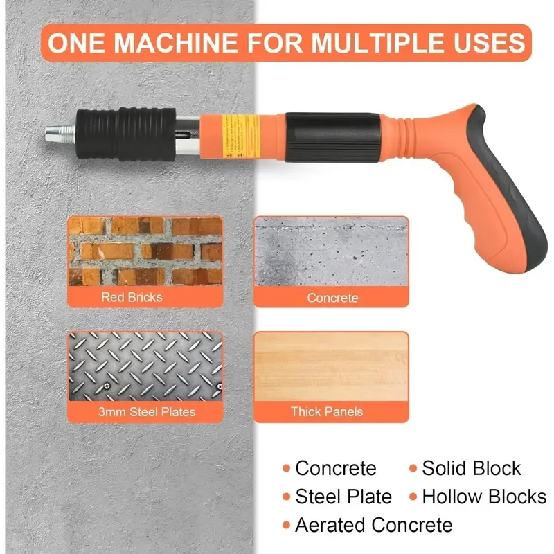 Manual Mini Steel Nail Gun 5 Gears Power Adjustable Wall Nail Guns for Ceiling,Manual Steel Nails Gun Tool, Concrete Nail Gun,Mini Portable Nail Shooting Machine with 200 Nails (Nail Gun Set)