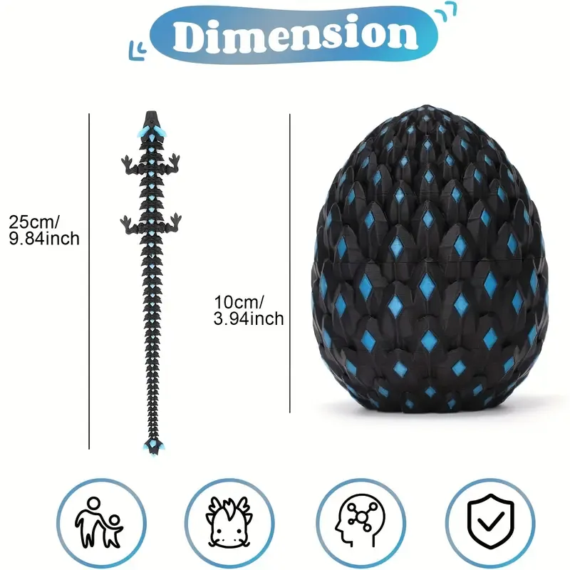 1set 3D Printed Dragon with Eggs Mystery Dragon Egg Glow in The Dark 3D Print Dinosaur Eggs Dinosaur Design for Home Decor Funny Gift Staute