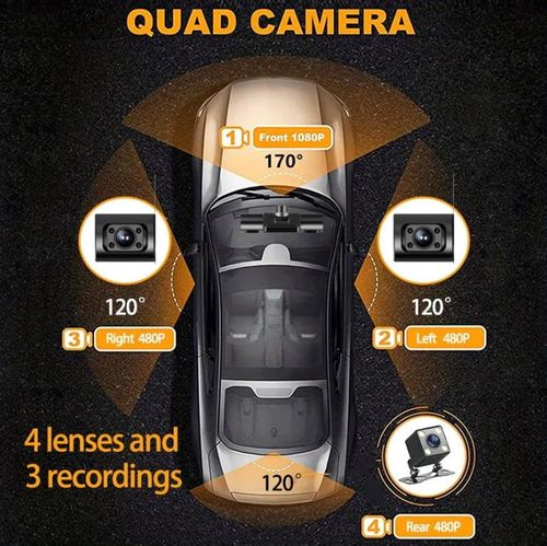 🚗1080P 4-Channel Dash Cam with Night Vision
