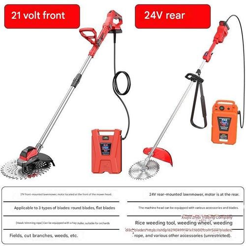 Backpack battery-powered lawnmower (includes backpack battery and multiple blades)