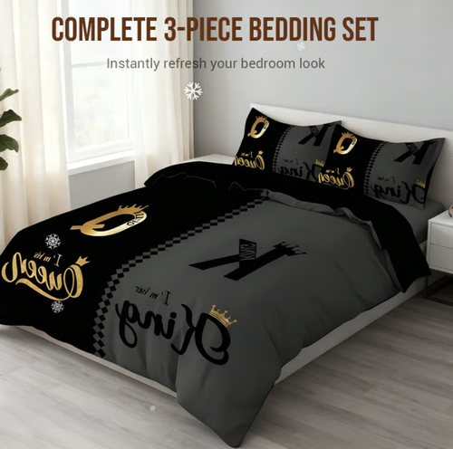 👑4-Piece King & Queen Couple's Cover Set