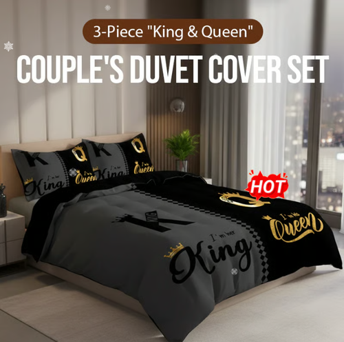 👑4-Piece King & Queen Couple's Cover Set