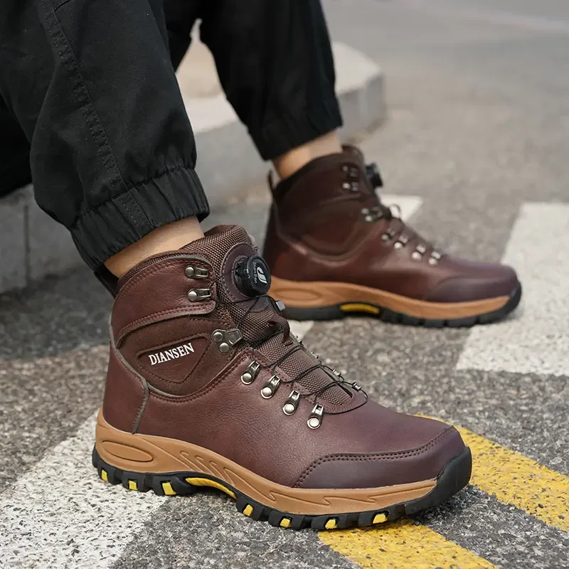 Work Boots Indestructible Safety Shoes Men Steel Toe Shoes Puncture-Proof Sneakers Non Slip Work Shoes New Fashion Rotary Buckle Protective Boots Construction Work Shoes
