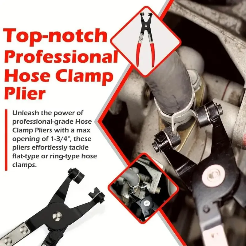 Hose Clamp Pliers, Long Reach Hose Clamp Tool Remover for Water Hose and Automotive Coolant Radiator Heater with Flexible Wire Long Reach Hose Clamp and Flat Band Pliers