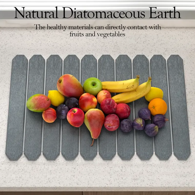 Msercuor Large Stone Dish Drying Mat 24inx16in  Diatomaceous Earth Collapsible Quick Drainage for Kitchen Counter with Sanding Paper & Anti-Slip Pad Coasters Tableware