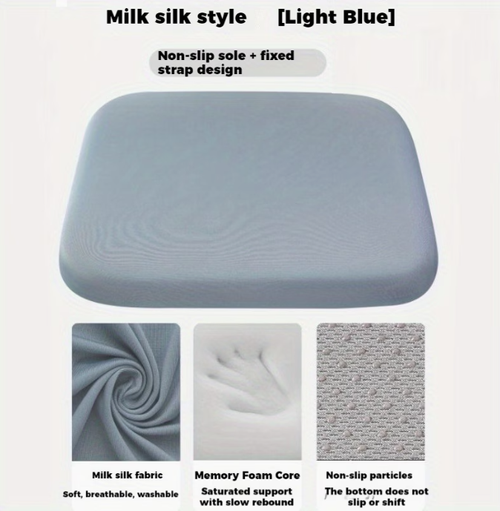 Extra Thick Comfort Seat Pad - 1.5-Inch Resilient Memory Foam Core with Detachable Fabric Cover, Textured Bottom Grip for Office  School  Truck Seats, Evenly Distributes Weight for Better Posture