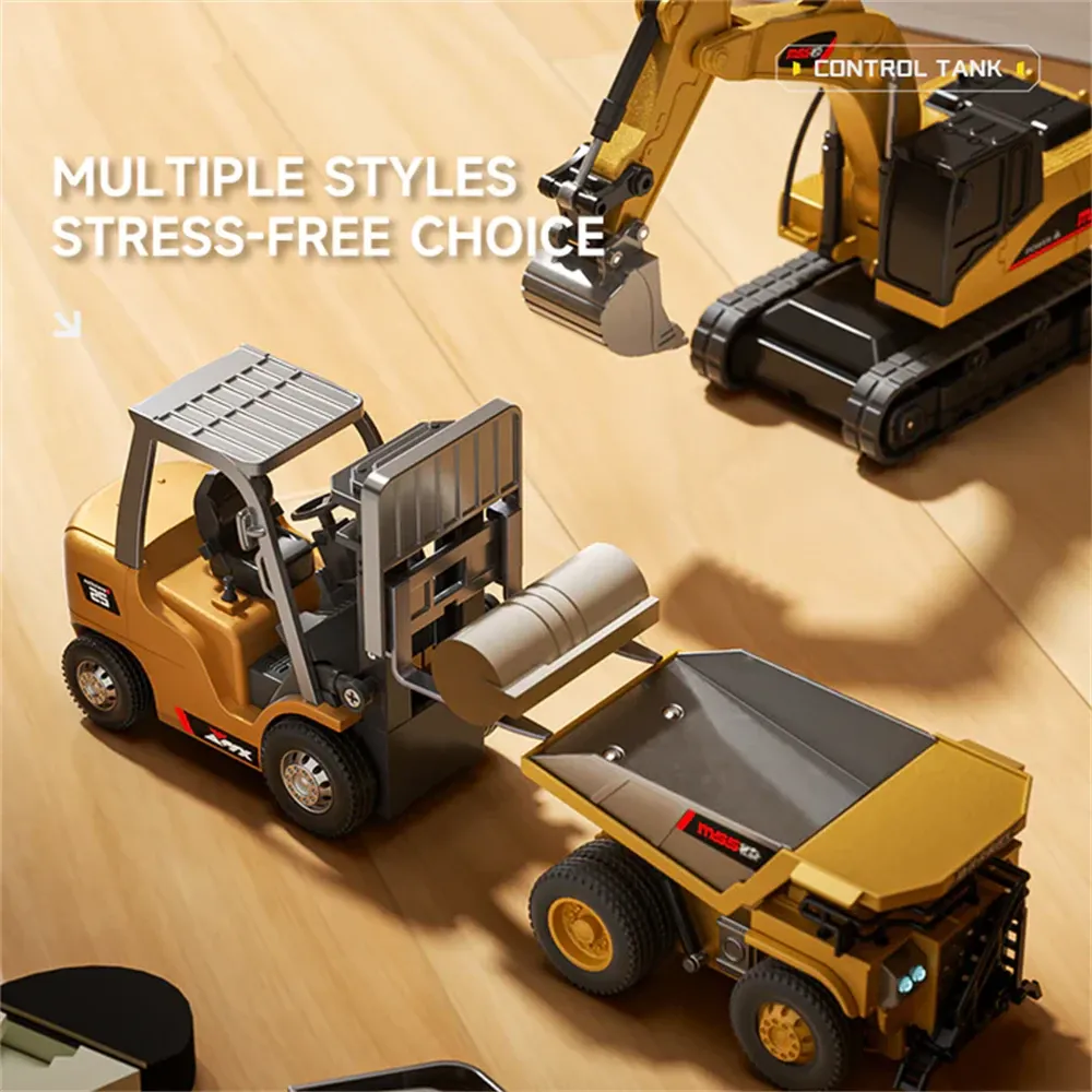 ​Z6750-Z6752-Z6753 RTR 1-64 2.4G Mini RC Car Alloy Forklift Excavator Dump Truck Support App Remote Controlled LED Light Sound Engineering Vehicle Two Speed Desktop Toys Model Collection Gift For Boys - Excavator