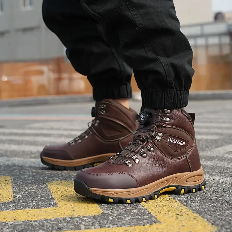 Work Boots Indestructible Safety Shoes Men Steel Toe Shoes Puncture-Proof Sneakers Non Slip Work Shoes New Fashion Rotary Buckle Protective Boots Construction Work Shoes