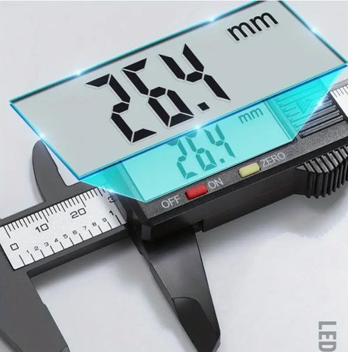 High-precision digital caliper with large LCD display - Durable carbon fiber material, adjustable strap for office and industrial use