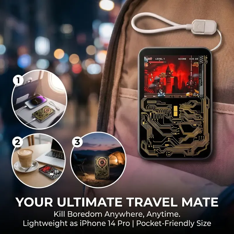 V99  MIRO 3-in-1 Magnetic Wireless Charger + Power Bank + Retro Game Console – 1500+ Classic Games, 15W MagSafe Compact for Phones – Perfect for Travel, Home, Office, Gaming Fun & Entertainment – Great Gift for Birthdays, Holidays & Special Moments