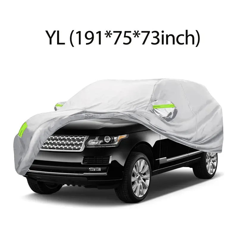 ALL-WEATHER CAR ARMOR! Waterproof 190T Polyester Cover Fits SUV,Sedan.  Sun Ice UV Defense 60s Install Silver Color Complete Protection