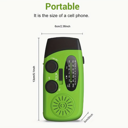 Emergency Hand Crank Radio with LED Flashlight, Solar Weather Radio - Portable AM  FM Emergency Broadcast Receiver Suitable for Camping, Power Outages & Survival (Hand Crank, Loudspeaker Compatible)