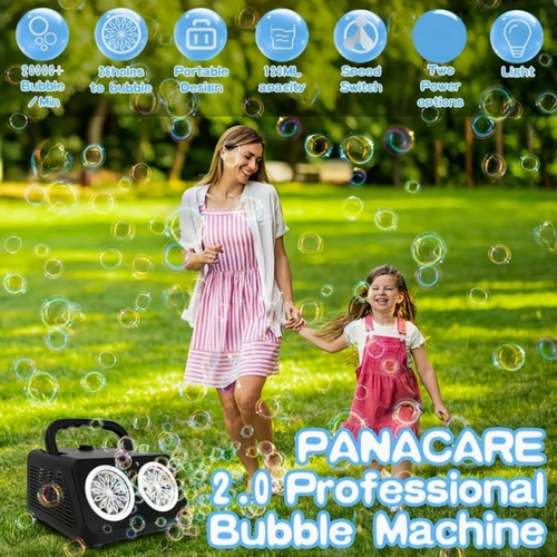 Electric Bubble Maker with Dual Fans, Producing Over 20, 000 Bubbles Per Minute, Ideal for Children, Battery Operated, Comes with Bubble Solution, Perfect for Outdoor Play