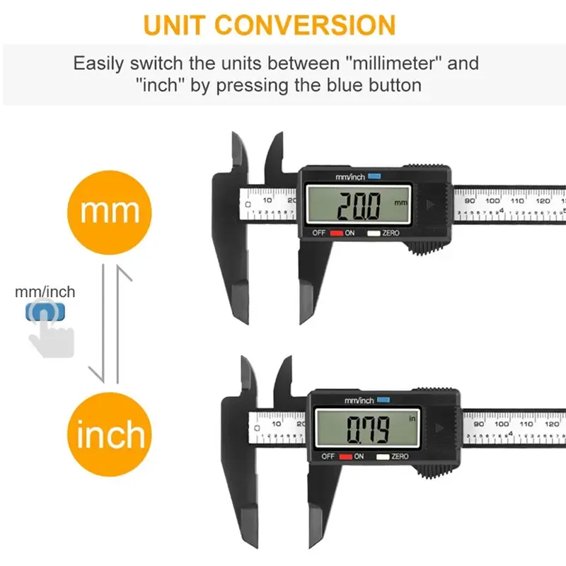 Digital caliper 0-6 inch electronic measuring tool - electronic micrometer caliper with large LCD screen, automatic shut-off function, inch and millimeter conversion (with battery)