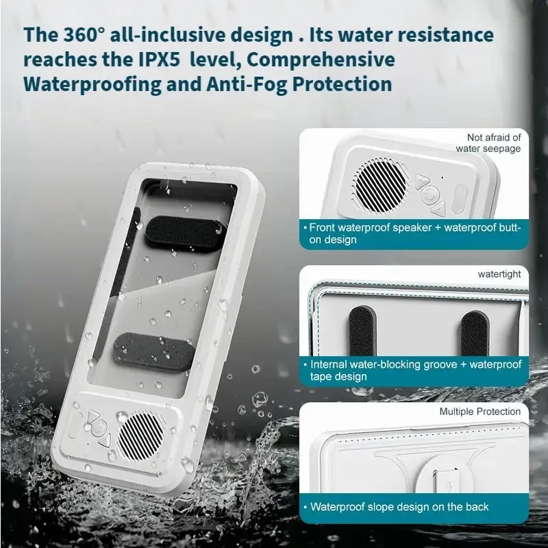 Bathroom shower waterproof phone holder Bluetooth speaker 360°Rotation touch screen mobile phone box watch movie listening music