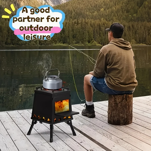 Wood Burning Camp Stove Portable Wood Stove for Outdoor Hiking Picnic BBQ Travel Black Portable Heater for Camping Portable Outdoor Cooking Stove