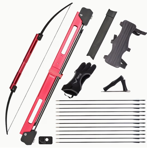 55-Inch Folding Bow And Arrow Set with 40-Pound Aluminum Uprights for Practicing Left-Handed And Right-Handed Archery