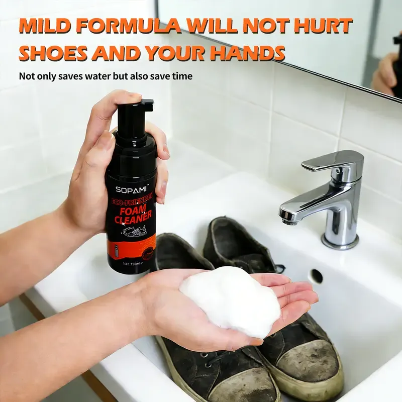 Eco-Friendly Foam Cleaning Kit Safe for All Shoes Easy to Use at Home with 150ml Cleaner and Brushes