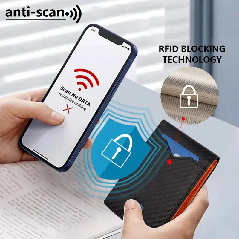 Okicoler Carbon Fiber Ultra-Thin Men's Wallet: 11 RFID Shielded Slots + Stealth Leather Design – Luxury Tech Accessory for Young Professionals