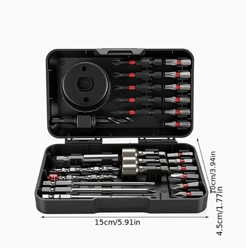 27-Piece Magnetic Non-Slip Industrial Impact Grade Screwdriver Bit Set, 25mm to 100mm, with Socket Adapters