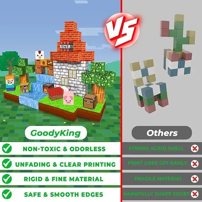 Magnetic Blocks-100PCS Magnetic Building Blocks Magnetic Tiles Stacking, Build Mine Magnet World Set, STEM Montessori Sensory Toys magnet blocks Cubes Creativity Outdoorfun minecraft magnetic blocks