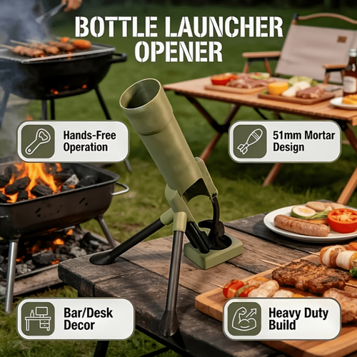 New Mortar Bottle Opener, Beer Opener, One Shot Bottle Cap Opening, Bar Party Interactive Essential, Creative Shooting Style Gift (Height: 9.25 Inches, Diameter: 2.44 Inches Suitable for Beer)