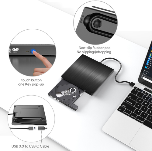External DVD CD  DVD-ROM CD-RW Player Portable External CD-RW Drive DVD-RW Burner Recorder Player for Laptop Desktop Computer with Storage Bag