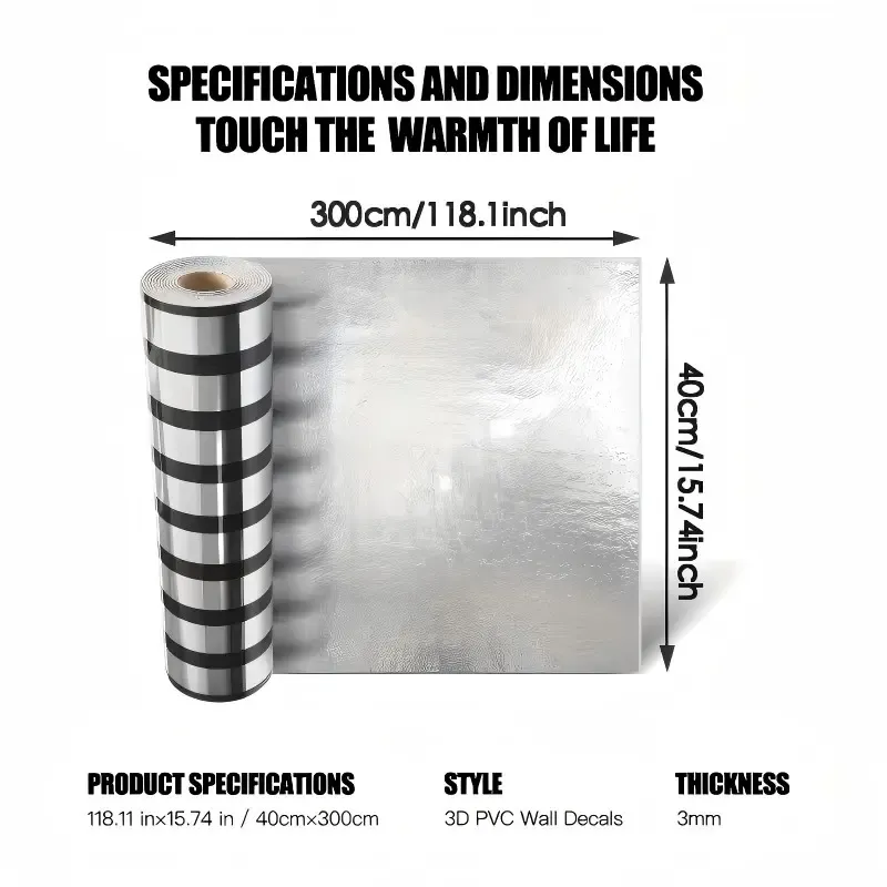 118.1in×15.74in Reflective Textured | Gold-Silver Foil | TV Wall, Bedroom & Living Room Decor ✨ Decorative Wallpaper