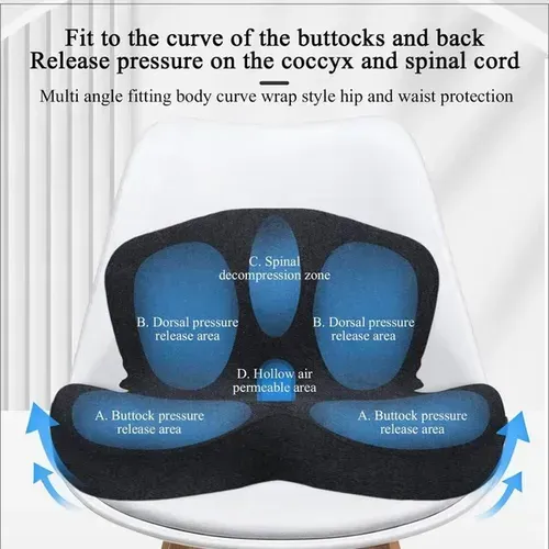 Memory foam one-piece seat cushion, backrest, integrated cushion, student office sedentary chair, car waist protecto