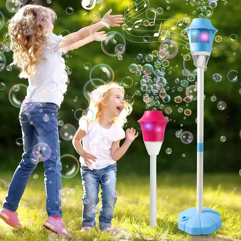 Automatic Handheld Bubble Machine for Kids, Bubble Maker Spring Summer Toys with Lights, Outdoor Rechargeable Blower Best Easter Gift for Children