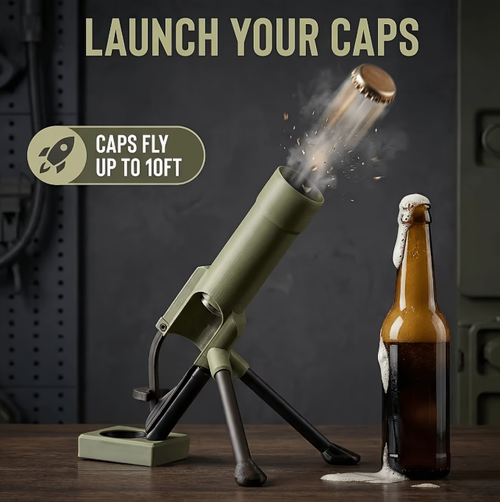 New Mortar Bottle Opener, Beer Opener, One Shot Bottle Cap Opening, Bar Party Interactive Essential, Creative Shooting Style Gift (Height: 9.25 Inches, Diameter: 2.44 Inches Suitable for Beer)