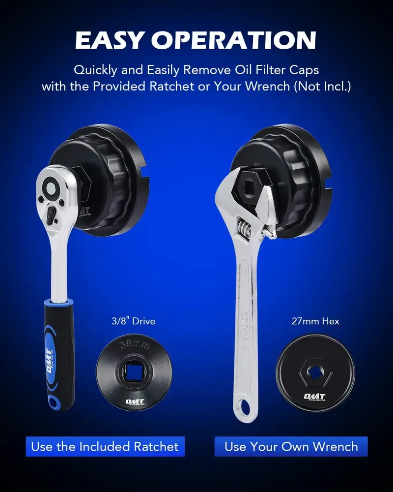 Orion Motor Tech Oil Filter Wrench Socket Set 10pc  Drive Low Profile, Oil Filter Cap Remove and Install Tool Kit,24mm,27mm, 29mm, 30mm, 32mm, 36mm, 38mm CR-V Compatible with Toyota VW BMW Mercedes, Automotive Maintenance ​