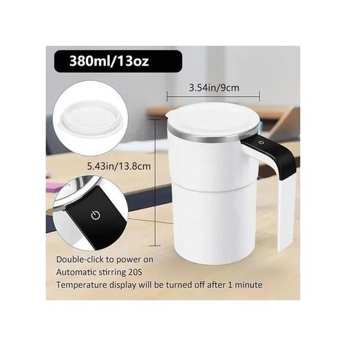 Smart Self-Stirring Mug - Rechargeable Coffee Mixer with Digital Display - White