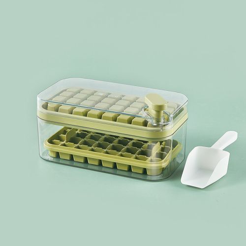 Large Capacity Round Ice Cube Tray Mold, Ice Cubes Maker, Food Grade Silicone Easy Release, Home Refrigerator Use, Includes Scoop, Durable & Reusable