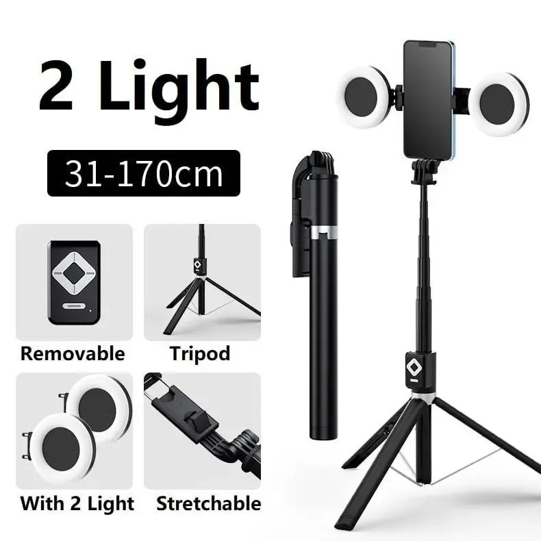 67 Selfie Stick Tripod with Ring Light 360°Rotation   Dual Fill Lights    Selfie Light   Wireless Remote for iPhone Android phone tripod for Vlog stand content Gifts