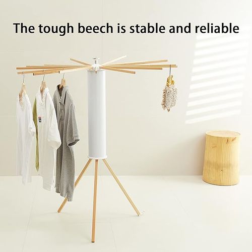 Tripod Clothes Drying Rack, Garment Rack Portable and Foldable Space Saving Laundry Drying Rack - Drying Rack Clothing Floor Folding Balcony Bedroom Household Wooden