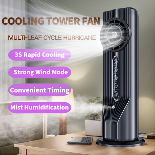 Experience Quick Cooling in Three Seconds! This 6-Speed USB Portable Air Conditioner And Humidifier Fan Operates Quietly And Efficiently, Featuring a Timer That Lasts for Six Hours, Making It Ideal for Home, Office