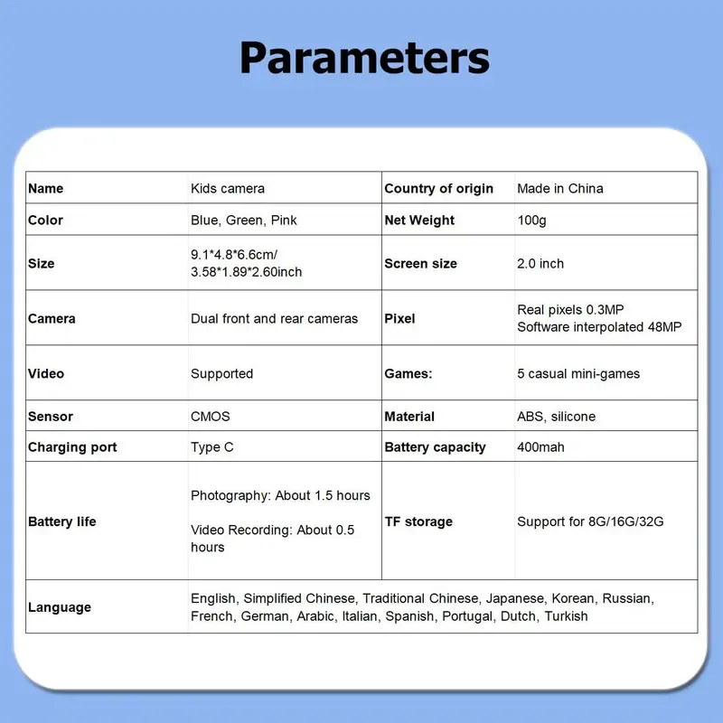 Cartoon Dinosaur Digital Camera, Cute Video Recording Camera Toy with 32 GB Memory Card, Birthday and Holiday Gift for Kids