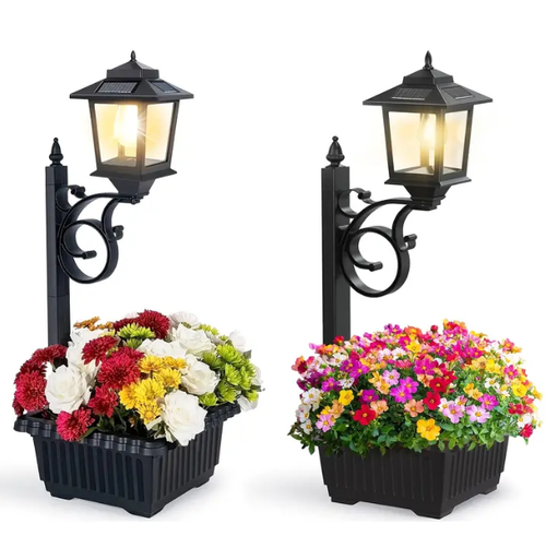 1and 2 Pcs Solar Post Light With Planter