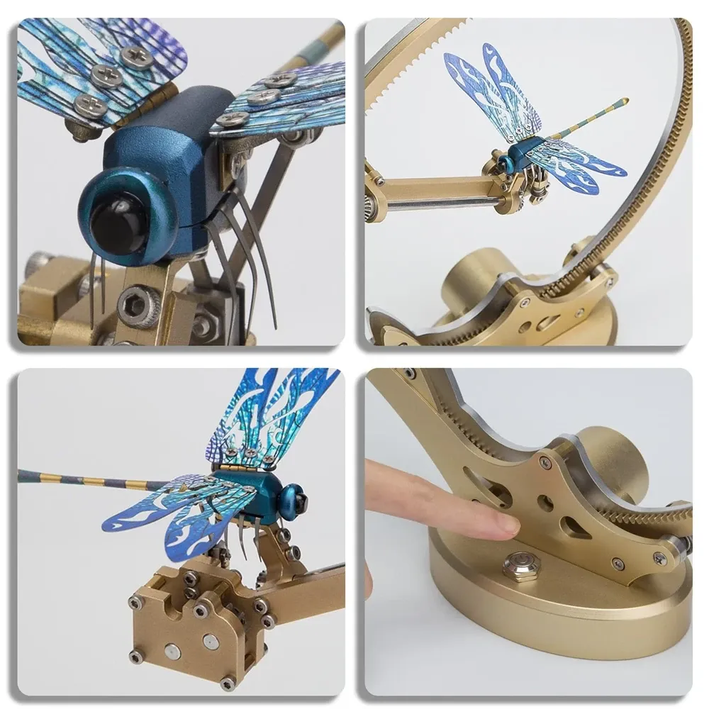 TECHING Flying Dragonfly Sculpture 3D Metal Model DIY Assembly Kit Excellent STEAM Educational Science Discovery Toys Kids Children Gift - Gold